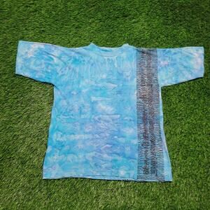 VTG 90s Crystal Wash Abstract Art T-Shirt Mens Small Oversized Boxy Fit Cropped